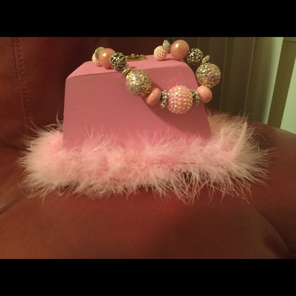 Pink furry box purse